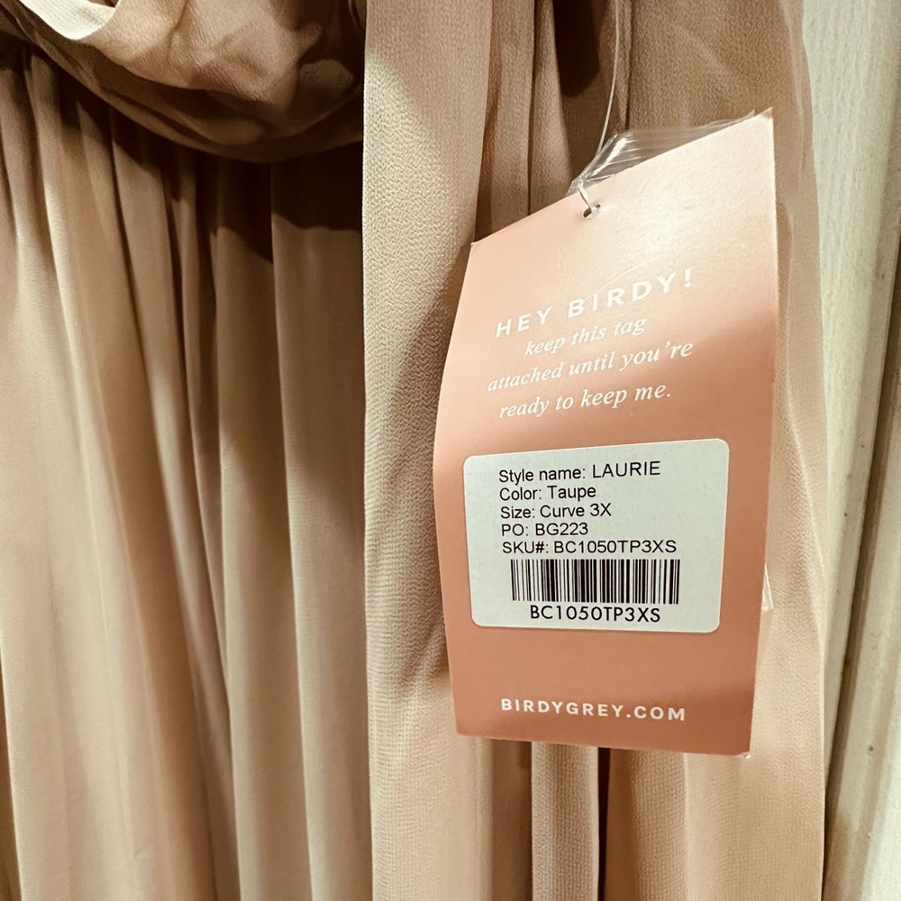 Birdy Grey LAURIE EMPIRE DRESS CHIFFON TAUPE Curve 3X NEW NWT - Picture 5 of 6
